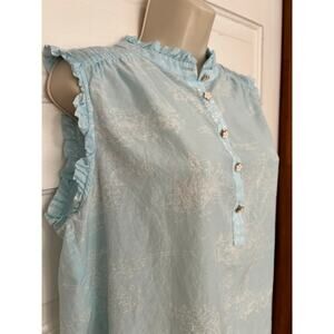 Beautiful Biltmore Top Ruffle Slv Flower Button Romantic Forrest Fairy Pattern L